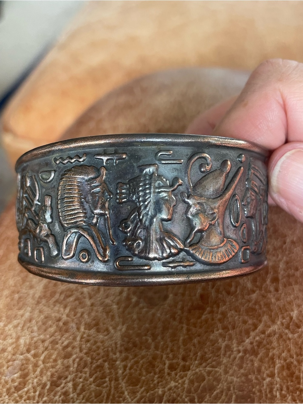 Vintage Copper Unisex  Egyptian Sphinx Cuff Bracelet